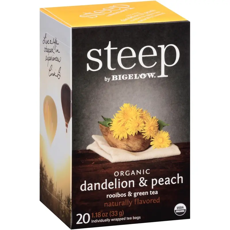 Bigelow steep Tea, Dandelion & Peach, 1.18 oz Tea Bag, 20/Box (BTC17715) Box of 20