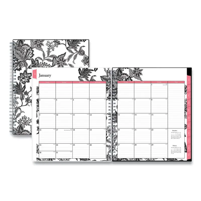 Blue Sky Analeis Monthly Planner, Floral Artwork, 10 x 8, White/Black/Coral Cover, 12-Month (Jan to Dec): 2026 (BLS100004) Each