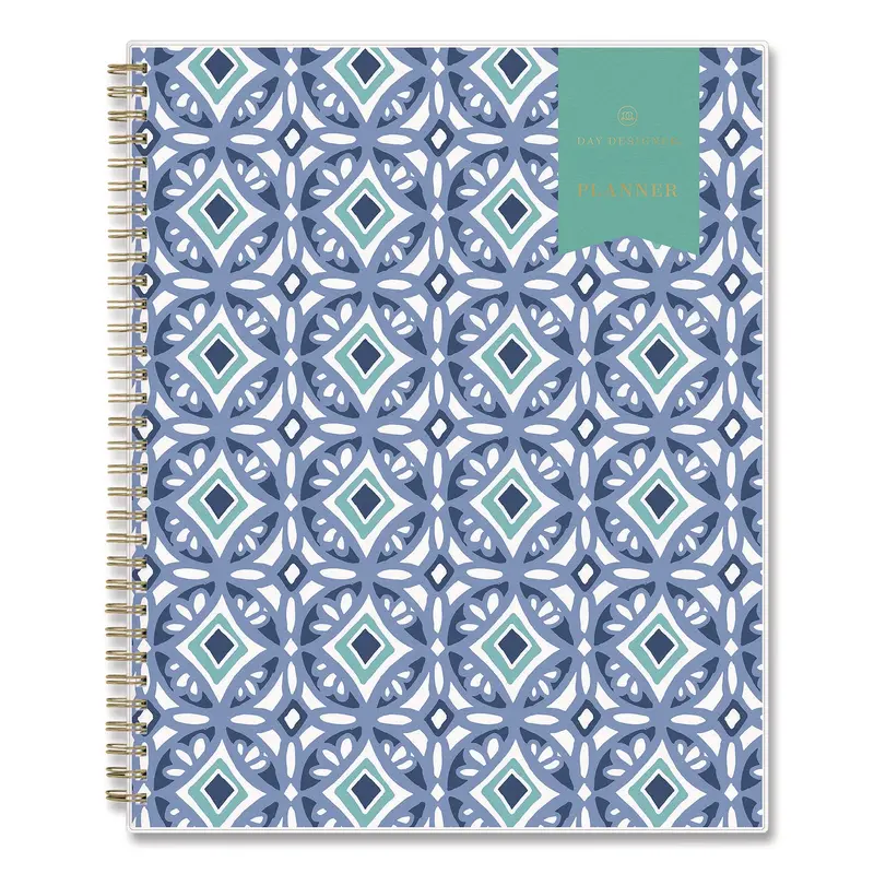 Blue Sky Day Designer Tile Weekly/Monthly Planner, Geometric Artwork, 11 x 8.5, Blue/White Cover, 12-Month (Jan to Dec): 2025 (BLS10141125) Each