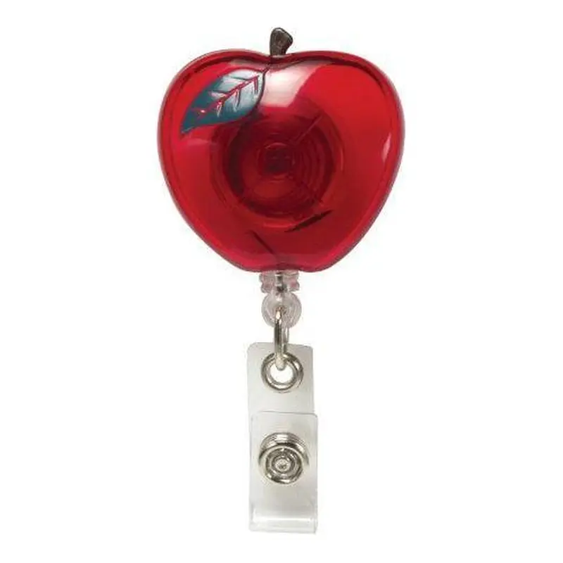 APPLE SHAPED ID BADGE REEL ROUND SWIVEL SPRING