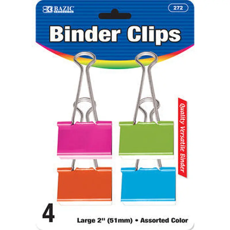 BINDER CLIP LARGE 2" ASSORTED COLOR PQ.4
