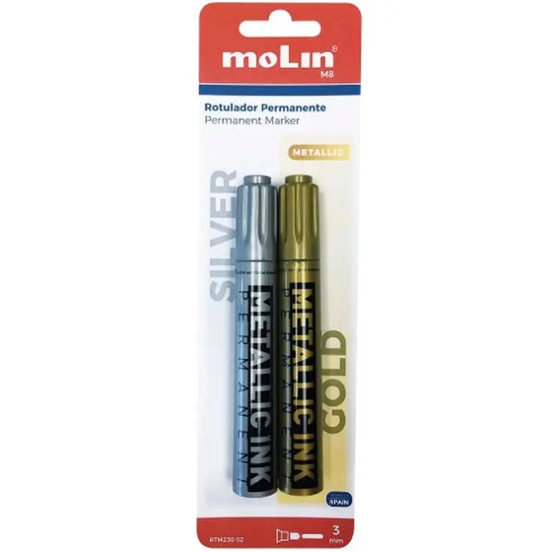 BLISTER 2 ROTULADORES DE TINTA METLICA PLATA y ORO