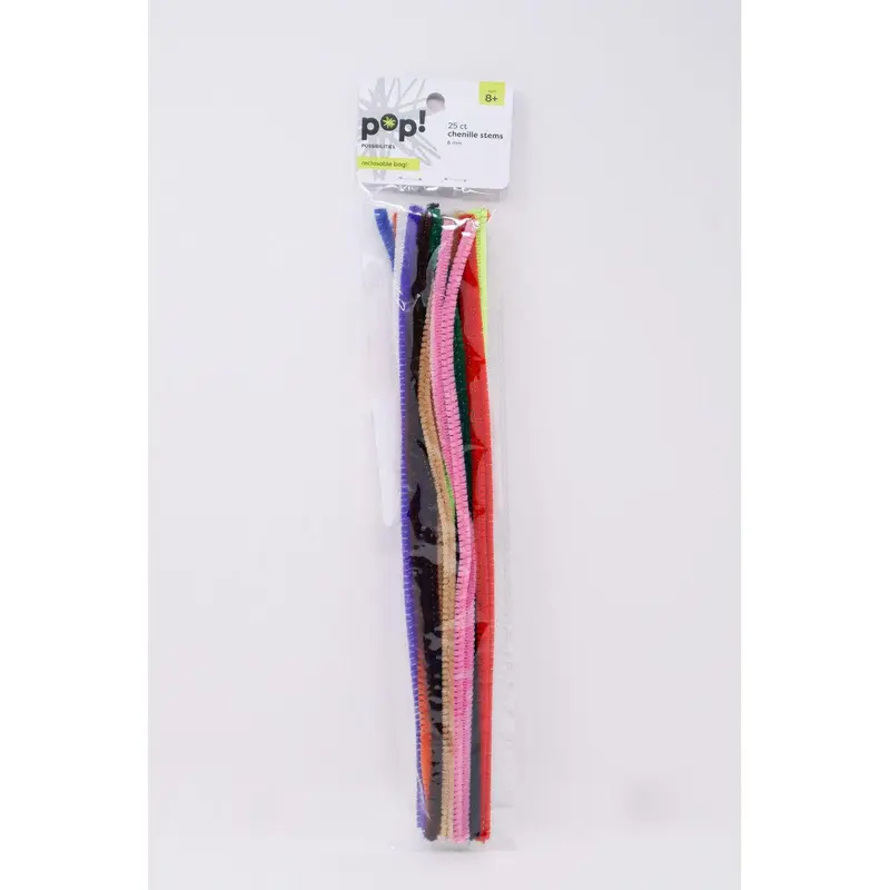 CHENILLE STEMS MULTI 6MM 25PC