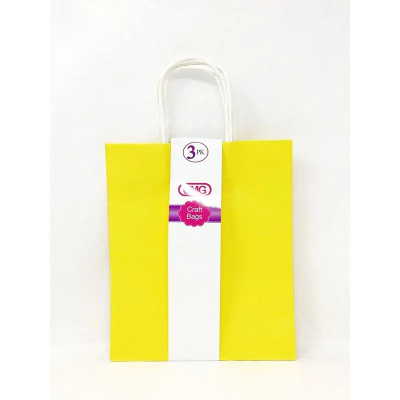 CRAFT GIFT BAG MEDIUM YELLOW 3PK