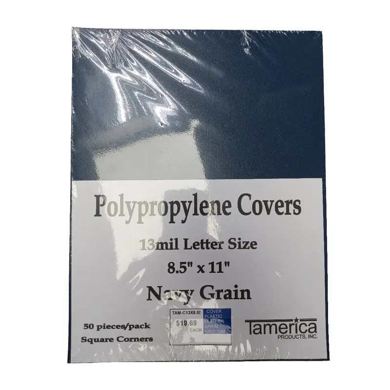 COVER PLASTIC LEATHER GRAIN NAVY 13M 50 PC