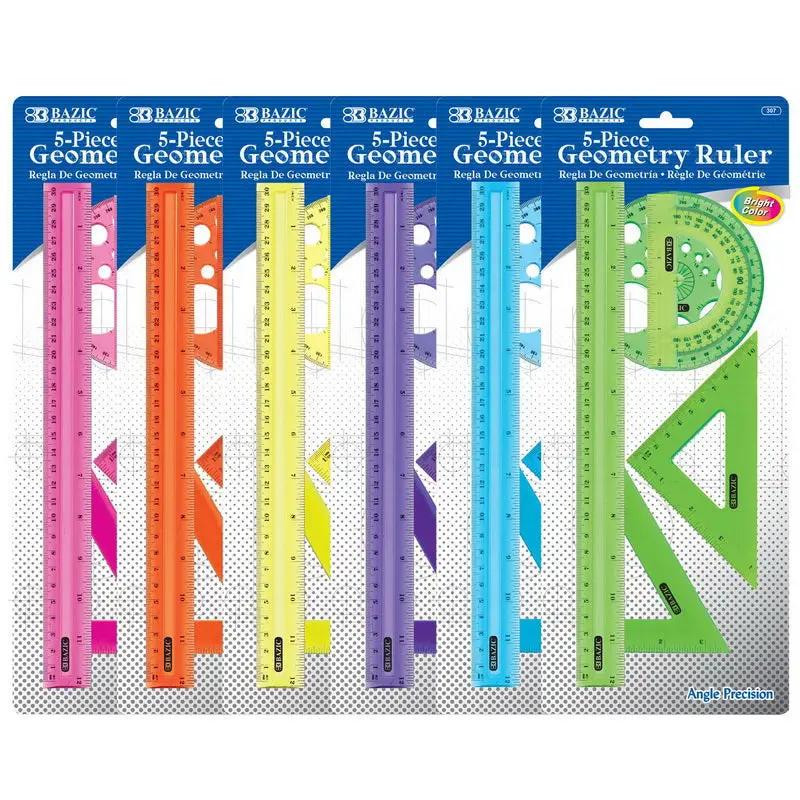 GEOMETRY RULER COMBINATION SET 5 PCPink