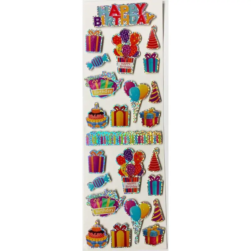 HAPPY BIRTHDAY 3D STICKER HOLOGRAM 24 PC