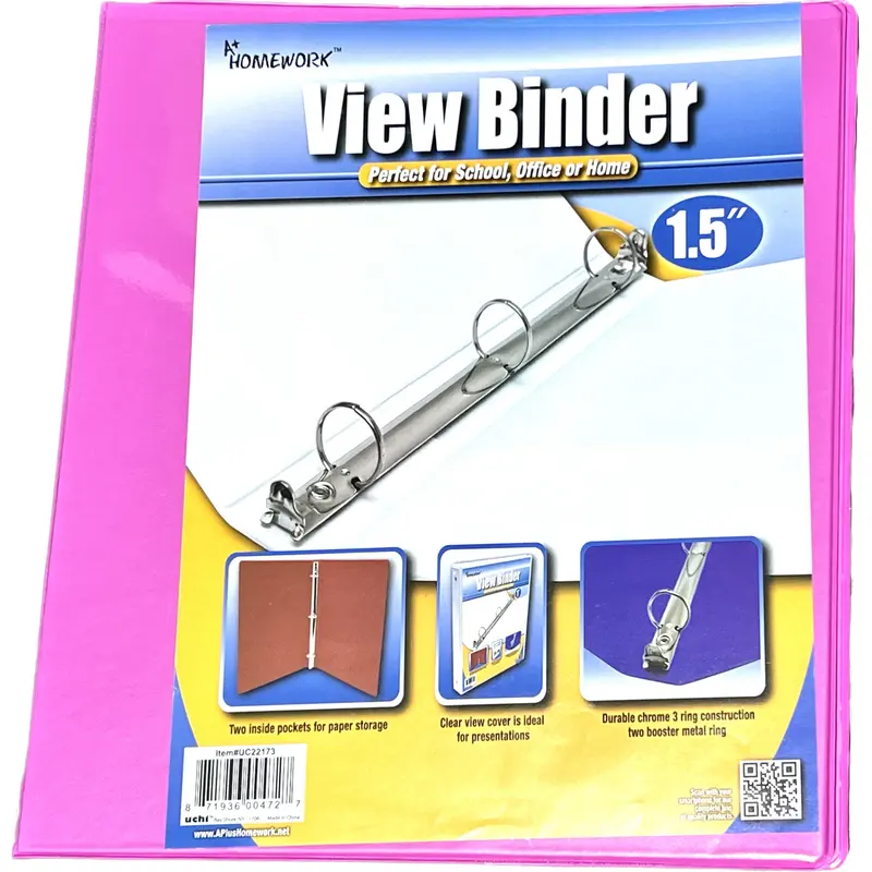 HARD VIEW BINDER 1-1/2" FUSCHIA