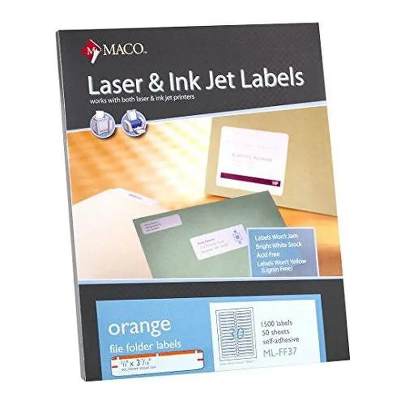 LABELS FILE FOLDER 2/3" X 3-7/16" ORANGE 1500 PC