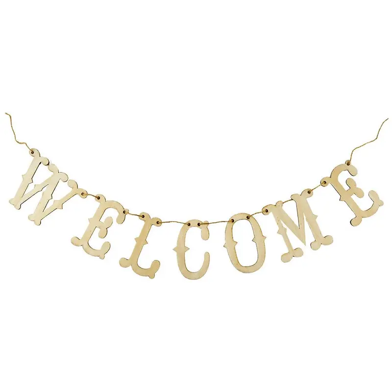 LASER-CUT WOODEN BANNERWELCOME 4.5''X24''