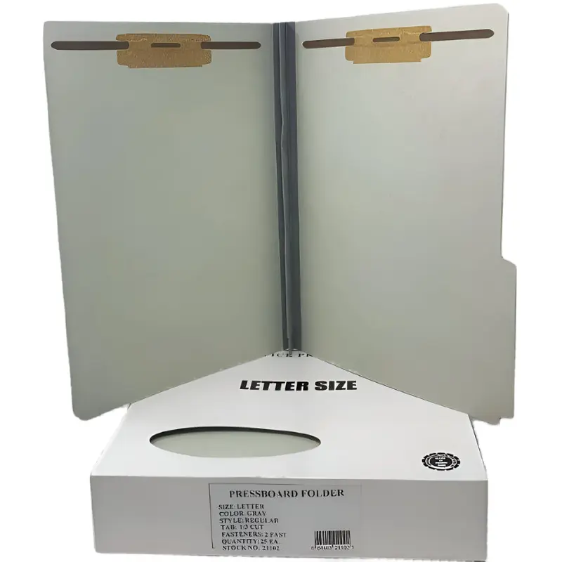 PRESSBOARD FOLDER 2 FASTENER GRAY LETTER BOX/25