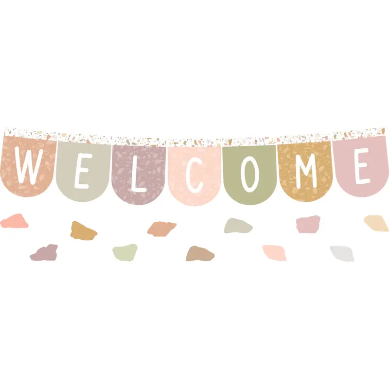 TERRAZZO TONES WELCOME BUNTING BULLETIN BOARD 58PC