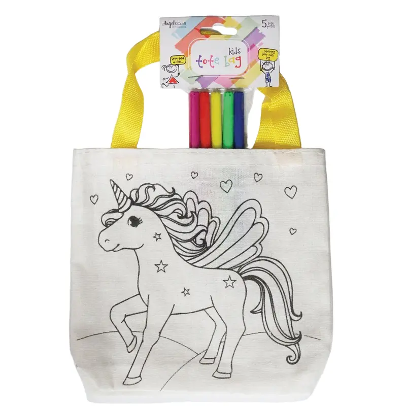 TOTE BAG COLORING UNICORN W/MARKERS