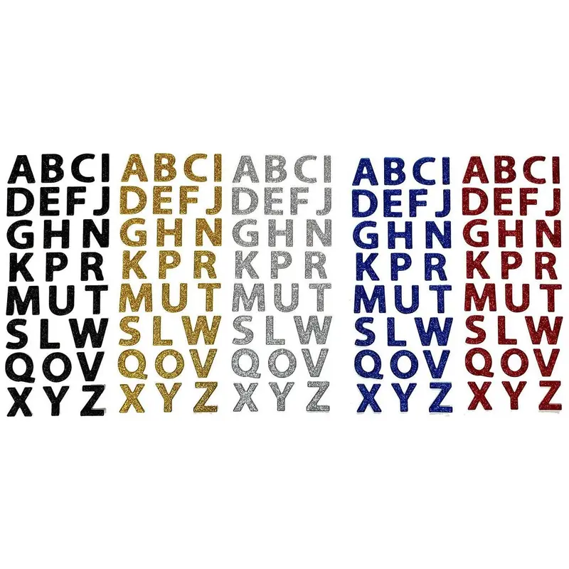 UPPER CASE ALPHABET GLITTER STICKER 5 COLORS 26 PC