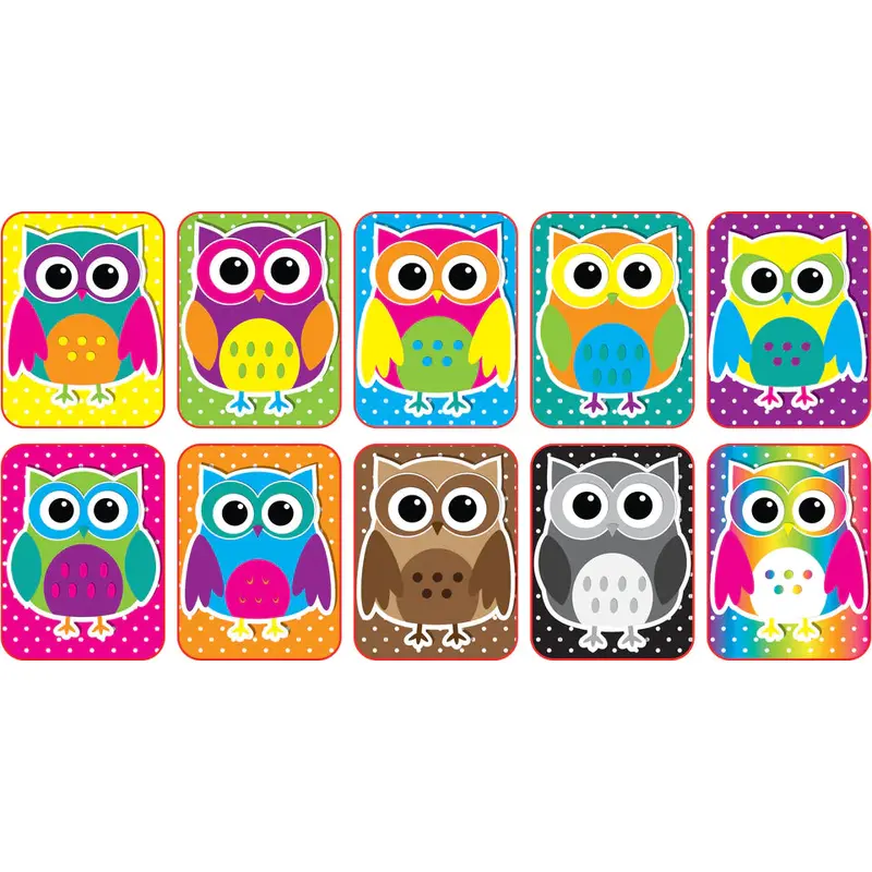 Ashley Color Owls, Mini Whiteboard Erasers, 10 Pack (ASH 78007)