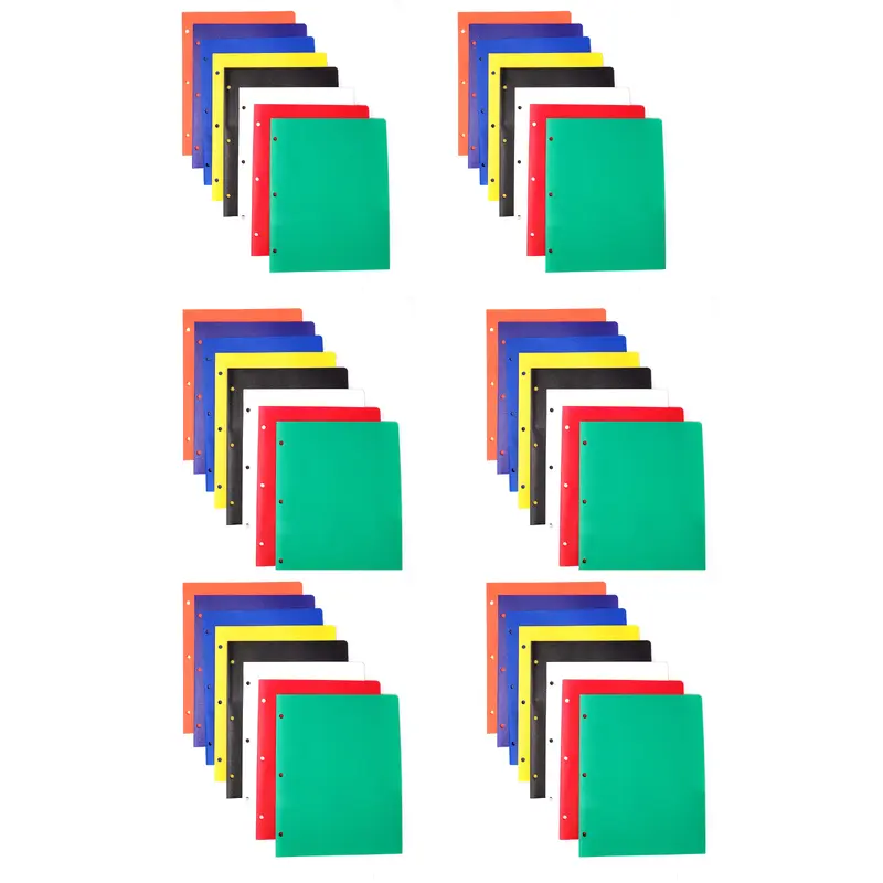 Bazic 3-Hole Punch Folders, Pack of 48, Assorted Colors (3158)