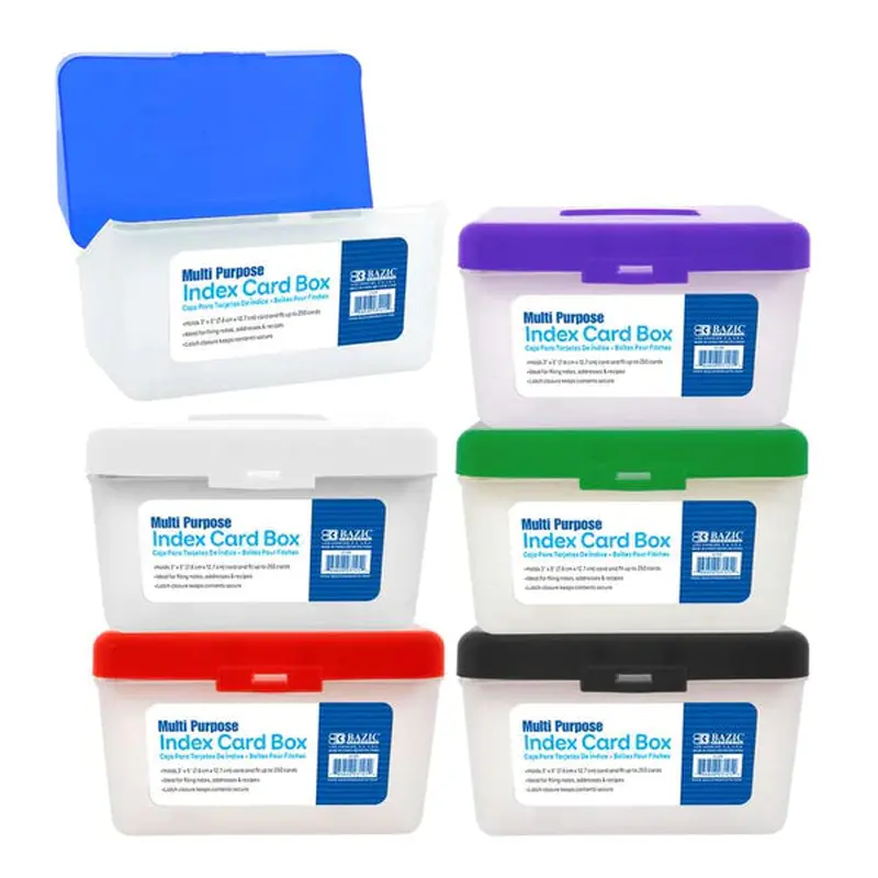 Bazic Card File Box, Assorted Colors (BAZ 3125)Blue
