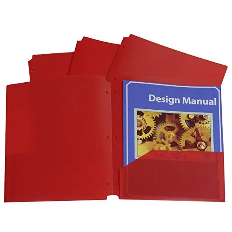 C-Line Two Pocket, 3 Hole Punch Heavy Weight Poly Folder (CLI 32934)Red