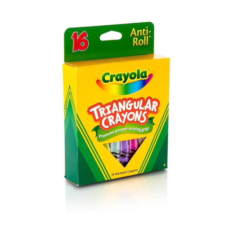Crayola Anti-Roll Triangular Crayons 16 Count, Assorted Colors (52-4016)
