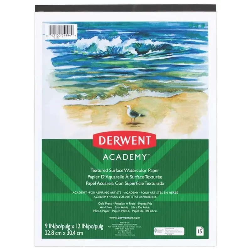 Derwent Academy Drawing Pad Heavyweight Paper, 9 x 12, 24 Sheets, Black (DER 54994)