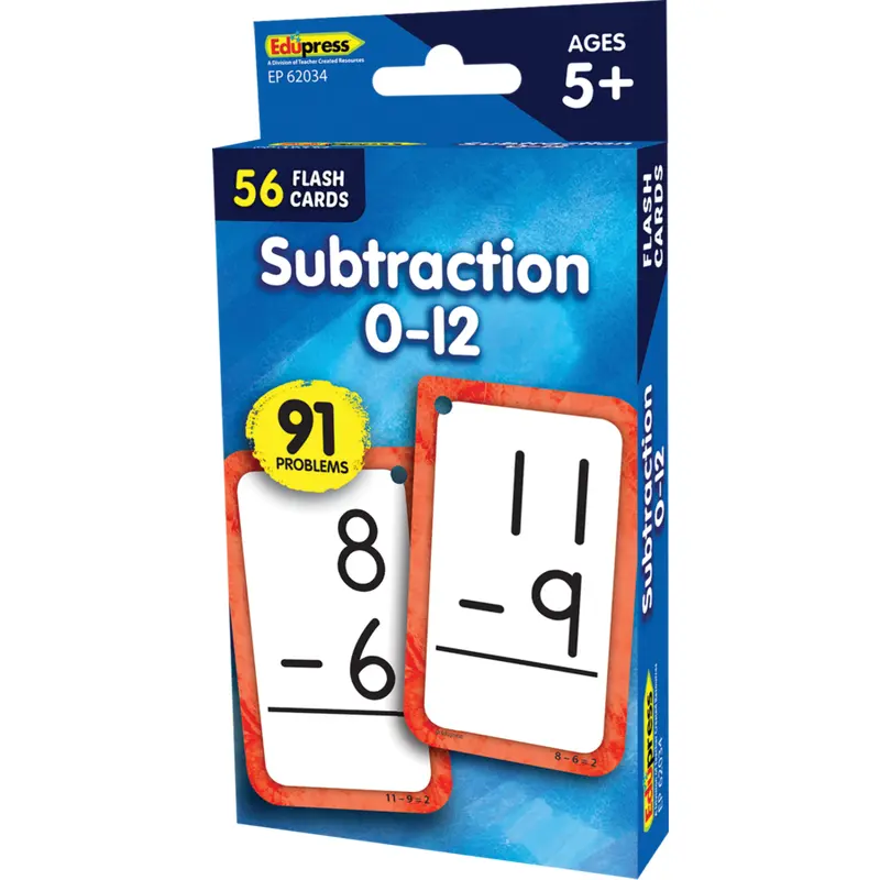 Edupress Subtraction 0-12 Flash Cards, 56 Cards (EP 62034)