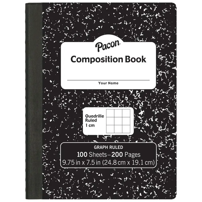 Pacon Black Marble Composition Book, Graph Ruled (PAC 37105)