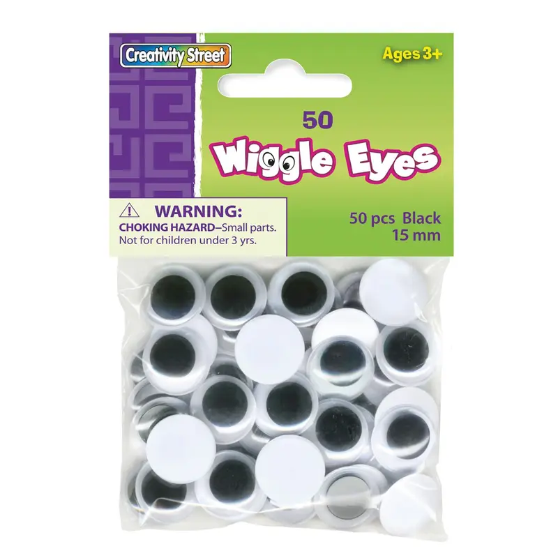 Pacon Creativity Street Peel & Stick Wiggle Eyes, 15mm, 50 Pack (PAC3443-02)