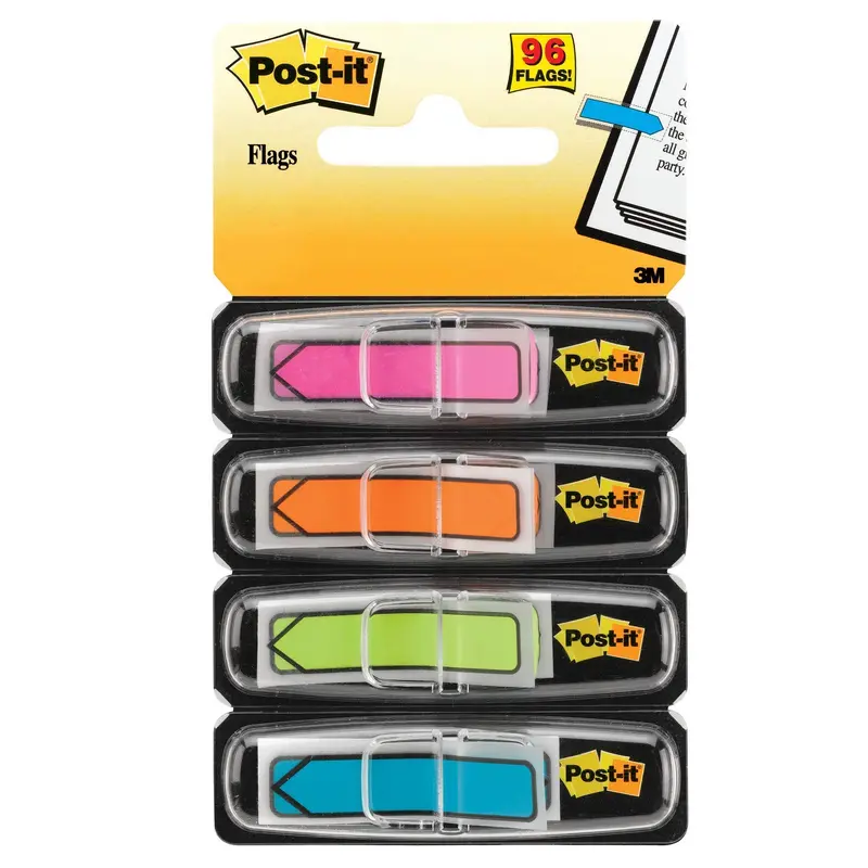 Post-It Arrow Flags, 24 each of Pink, Orange, Green and Blue, Pkg of 96 (684-ARR4)