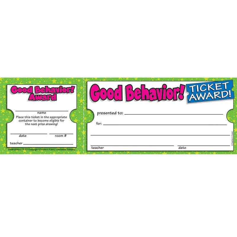 Scholastic Good Behavior! Ticket Awards, Pack of 100 (SC 965209)
