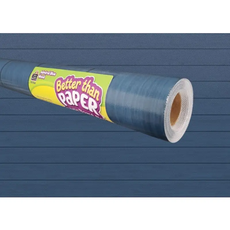 Teacher Created ADMIRAL BLUE WOOD Better Than Paper Bulletin Board Roll, 4' x 12' (TCR 77489)