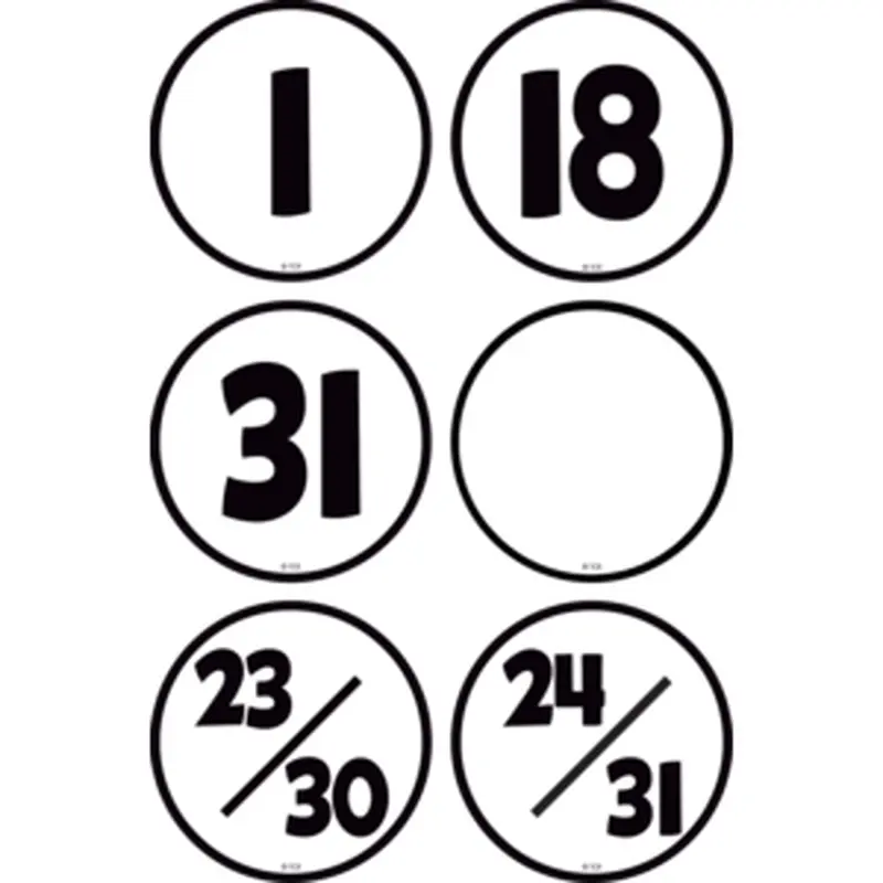 Teacher Created Black & White Calendar Days (TCR 7081)