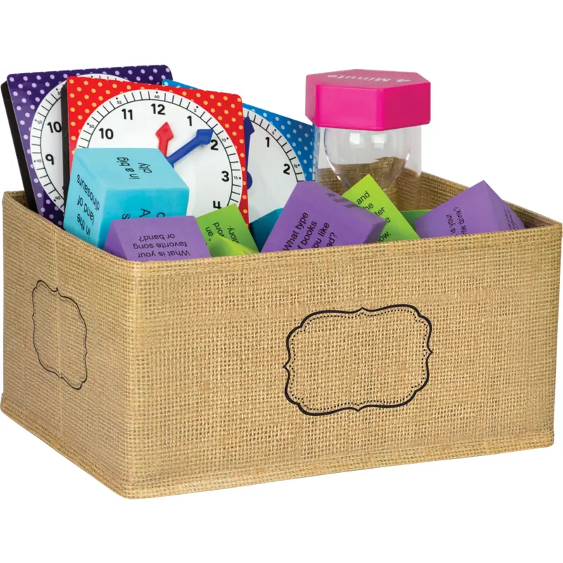 Teacher Created Burlap Foldable Small Storage Bin, 8" x 11" x 5" (TCR-20832)