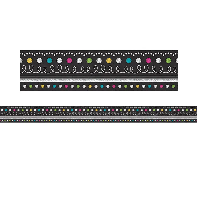 Teacher Created Chalkboard Brights Rolled Border Trim (TCR8947)