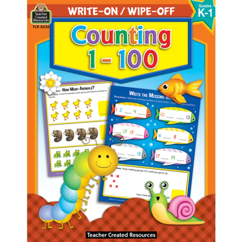 Teacher Created Counting 1-100 Write-On/Wipe-Off Book, 32 Pages (TCR8220)