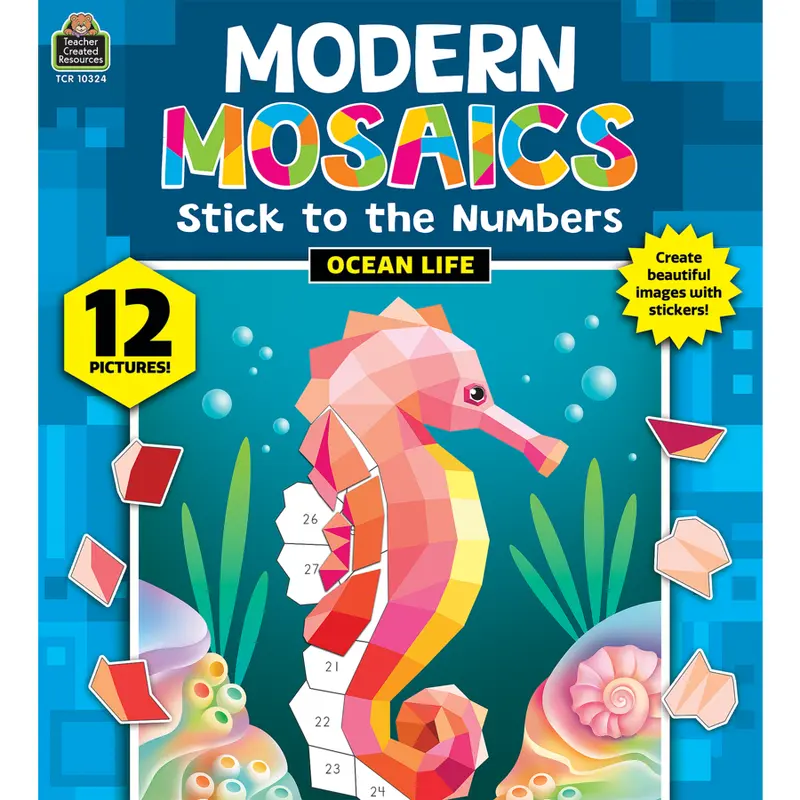 Teacher Created Ocean Life Modern Mosaics Stick to the Numbers (TCR 10324)