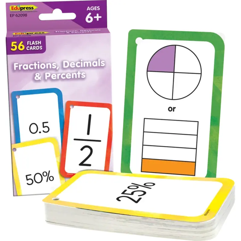 Teacher Created Resources Fractions, Decimals, and Percents Flash Cards (TCR 62098)