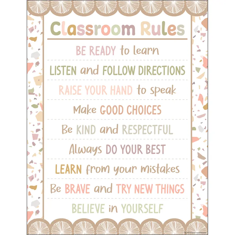 Teacher Created Resources Terrazzo Tones Classroom Rules Chart (TCR 7872)