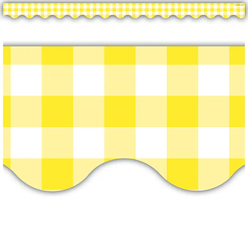 Teacher Created Resources Yellow Gingham Scalloped Border Trim (TCR8500)