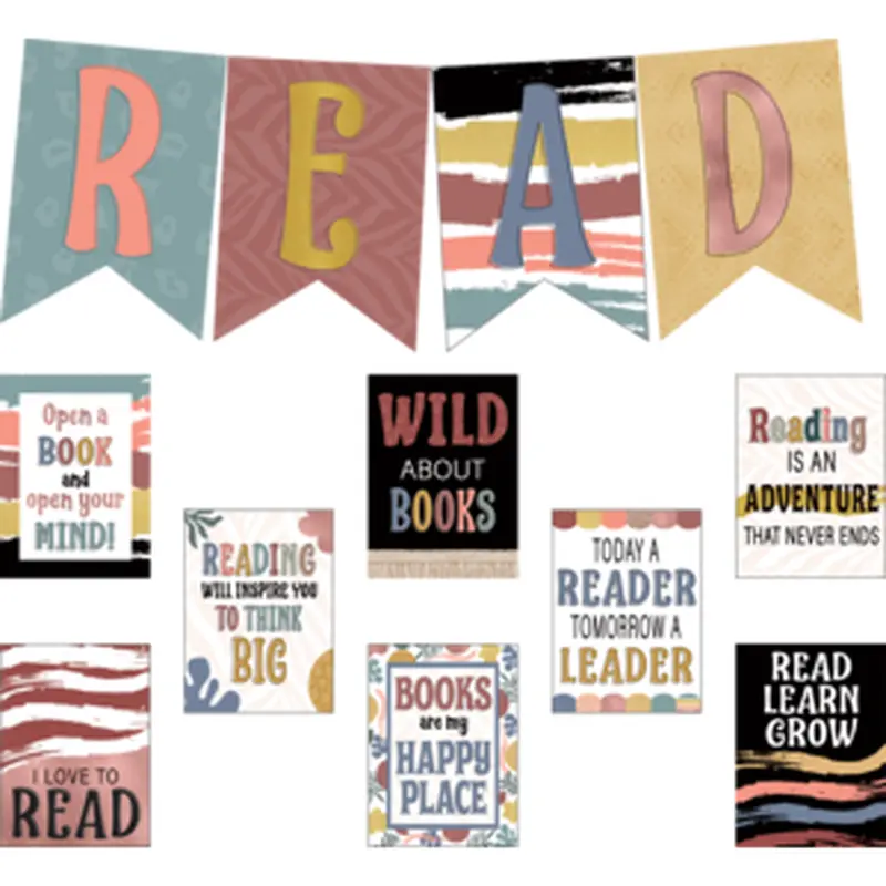 Teacher Created Wonderfully Wild Read Bulletin Board, 12 Pieces (TCR 6678)
