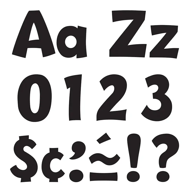 Trend Playful Ready Punch Out Letters Combo, 4" Uppercase Lowercase Assorted DesignsBlack
