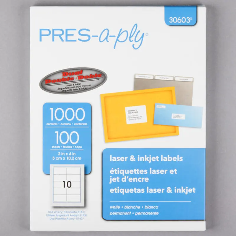 Avery 30603 2" x 4" White Laser Shipping Labels - 1000/Box