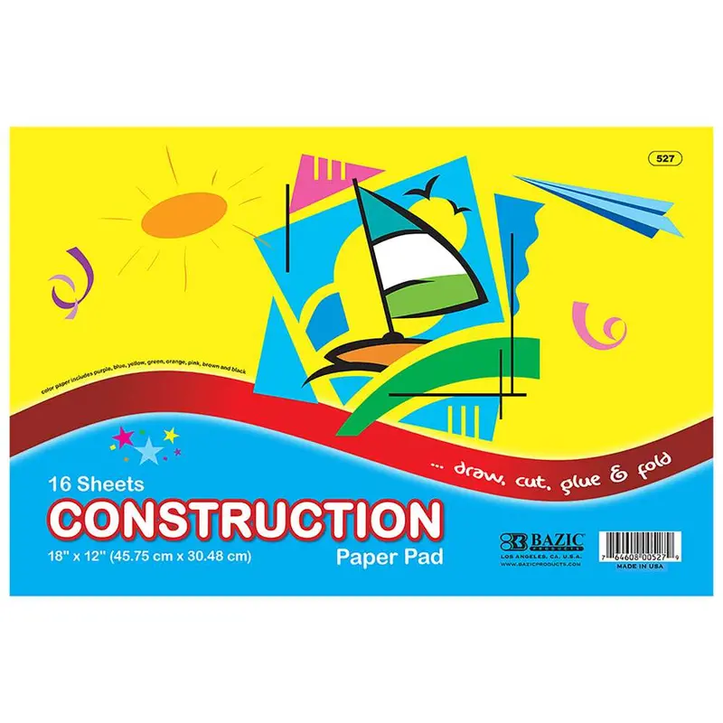 BAZIC 16 CT. 18" X 12" CONSTRUCTION PAPER PAD