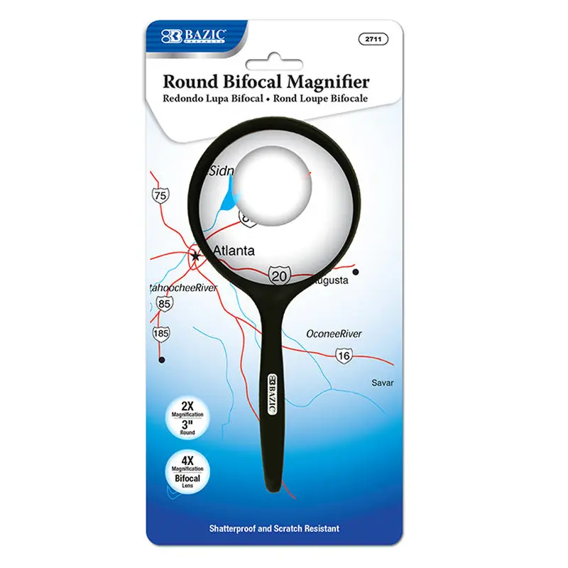 BAZIC 3" ROUND 2X HANDHELD MAGNIFIER & 4X BIFOCAL INSET