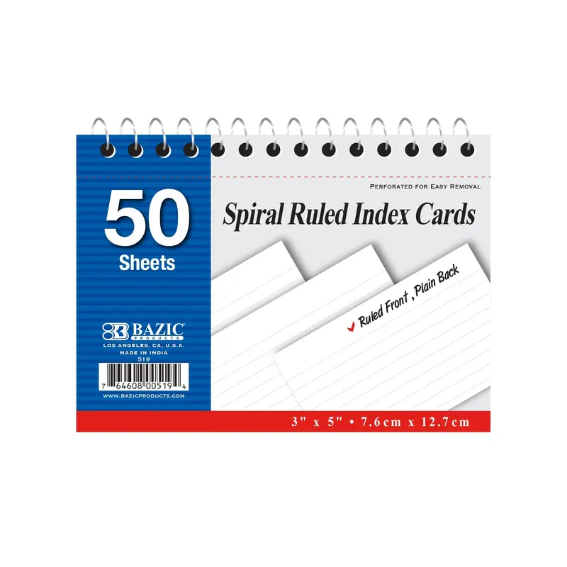 BAZIC SPIRAL RULED INDEX CARDS