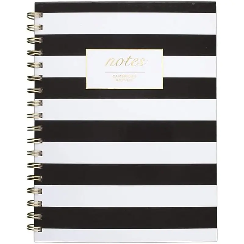 Mead Cambridge Notebook - Twin Wirebound - Ruled - Black & White Cover Stripe