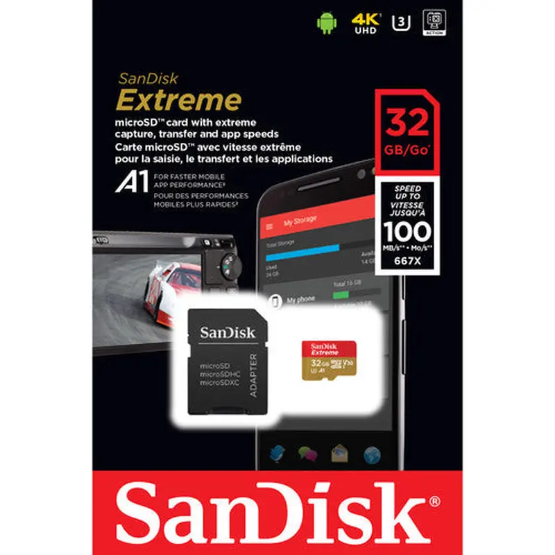 Sandisk Extreme U3 32GB Micro-SD   Adp CL10 - 100mb/s Read