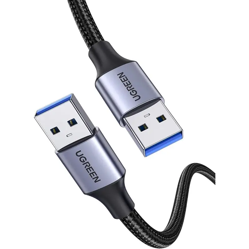 UGREEN USB-A MALE TO USB-A MALE USB 3.0 ALU CAS BRAIDED CABLE 1M (BLACK)