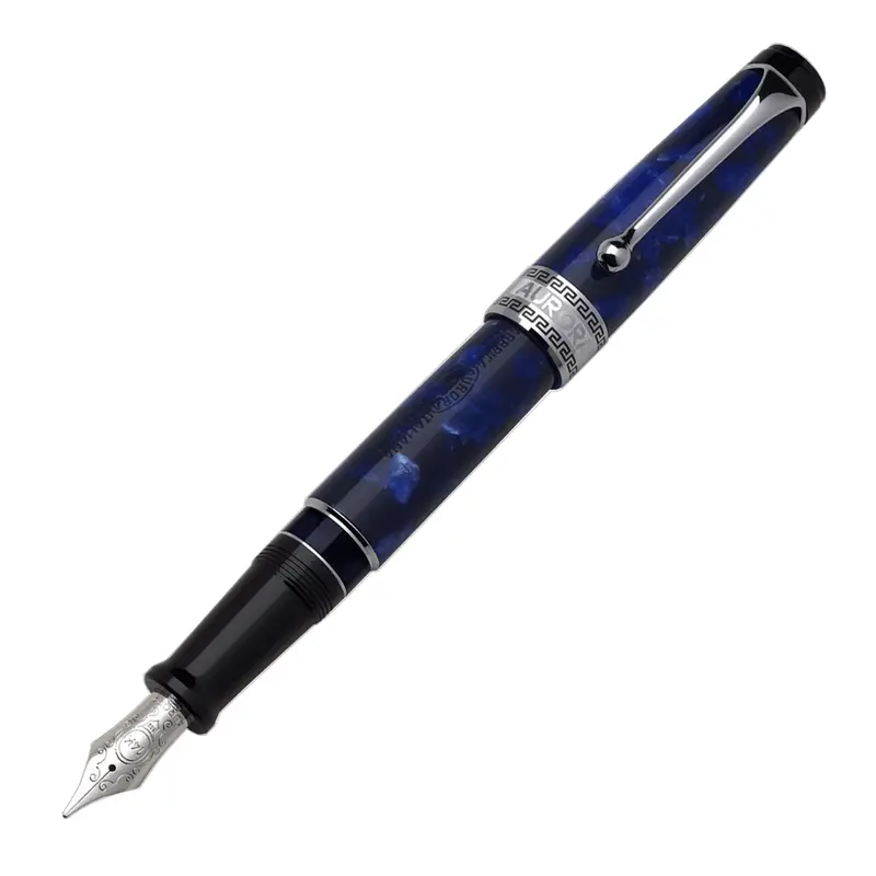 Aurora Optima Auroloide Fountain Pen - Blue - Chrome TrimExtra-Fine