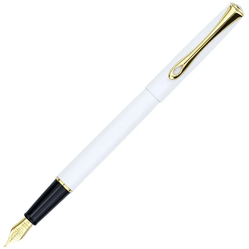 Diplomat Traveller Fountain Pen - Snowwhite with Gold TrimFine