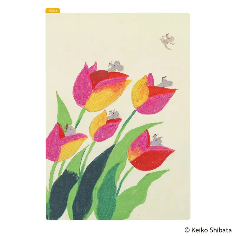 Hobonichi A5 Cousin Pencil Board - Keiko Shibata: (Swaying Tulips)